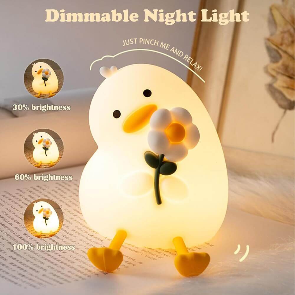 Cute Duck Dimmable Night Light with Timer & Phone Holder
