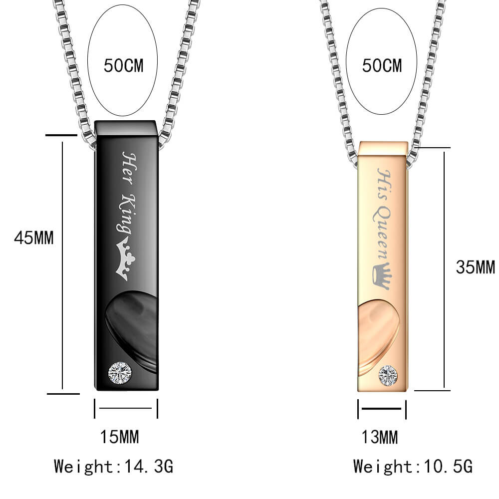 His Queen, Her King Couple Necklace - Worldnetgifts
