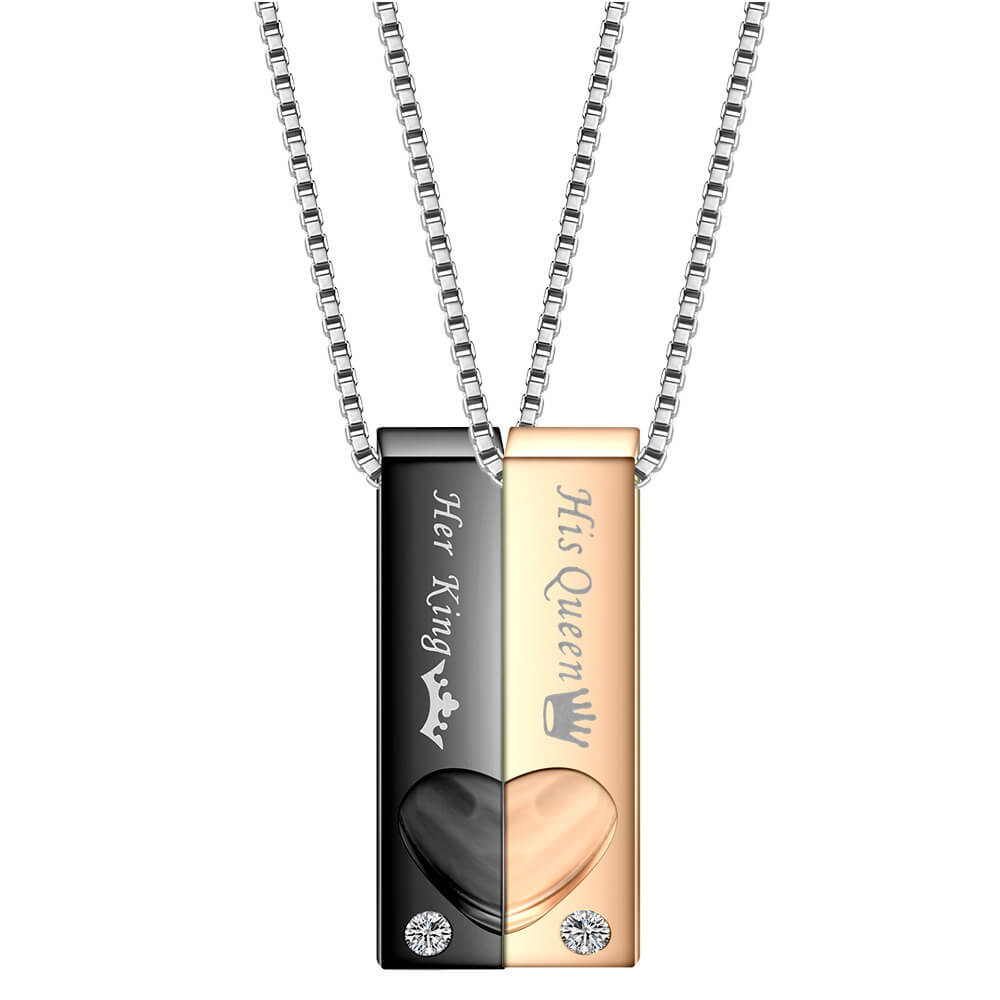 His Queen, Her King Couple Necklace - Worldnetgifts