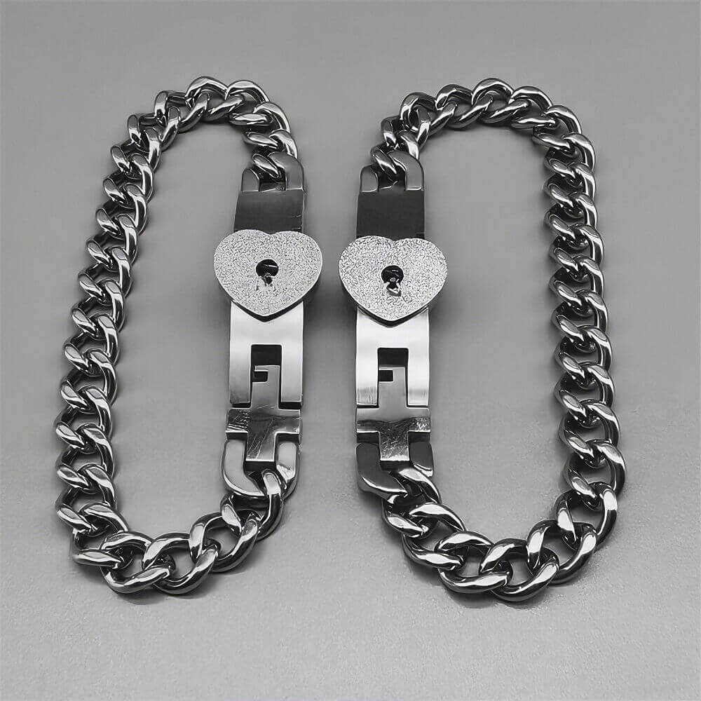 Matching Bracelets For Couples - Puzzle Heart Design, Stainless Steel, Anniversary & Valentine's Gift - View #4