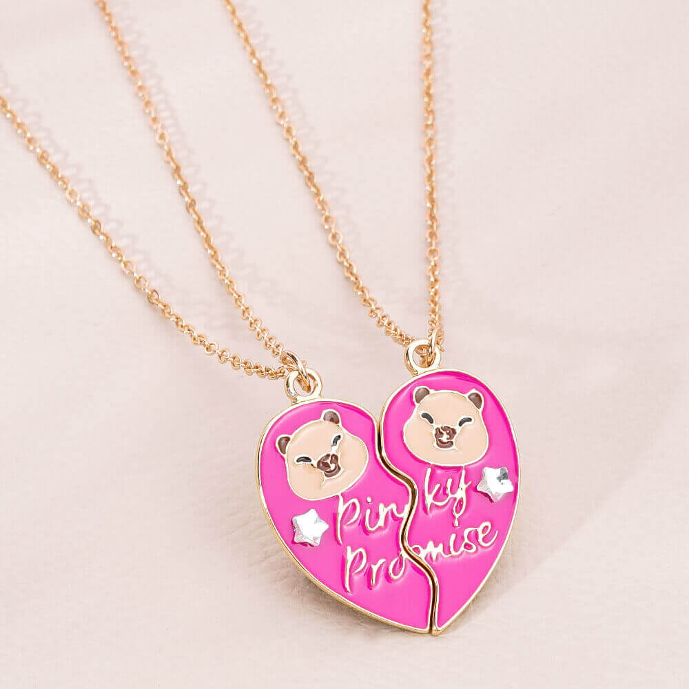 Magnetic Bear BFF Necklace Set 2-Piece Heart Friendship Jewelry