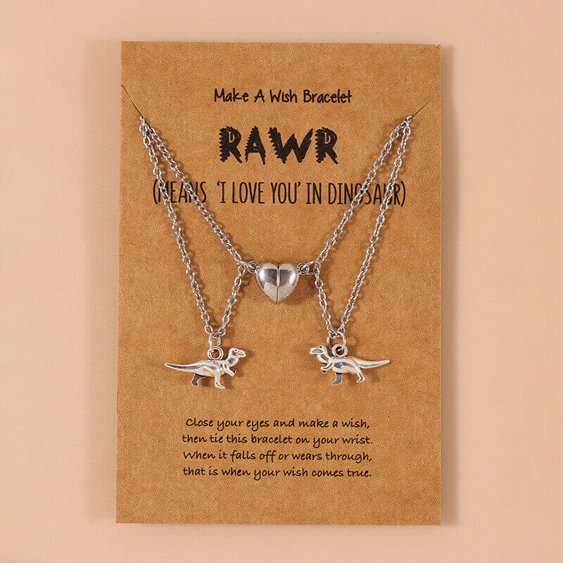Dinosaur Lovers Magnetic Friendship Necklace for Two