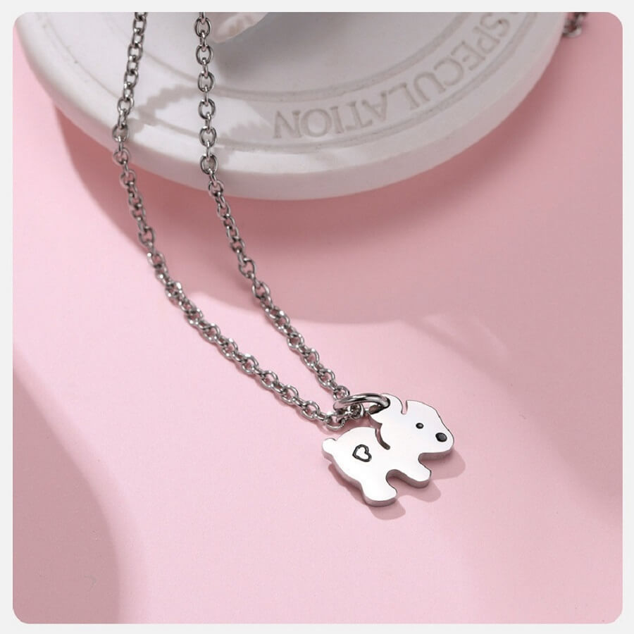 Cute Bear Mother and Daughter Necklace Set