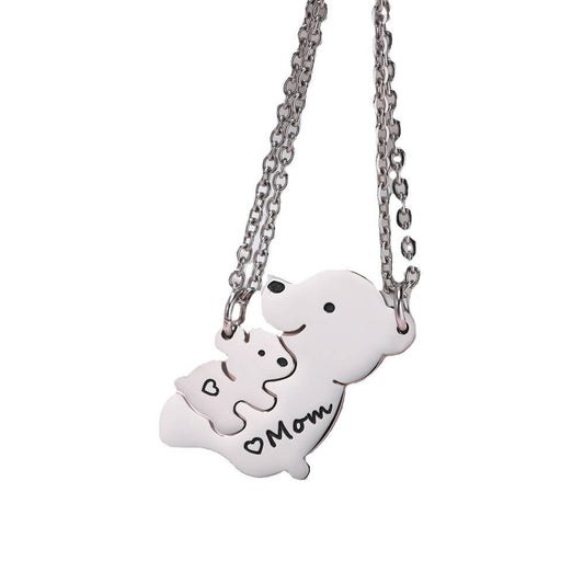 Cute Bear Mother and Daughter Necklace Set