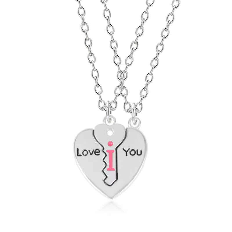 I Love You Heart Shaped Matching Key Chains Necklaces