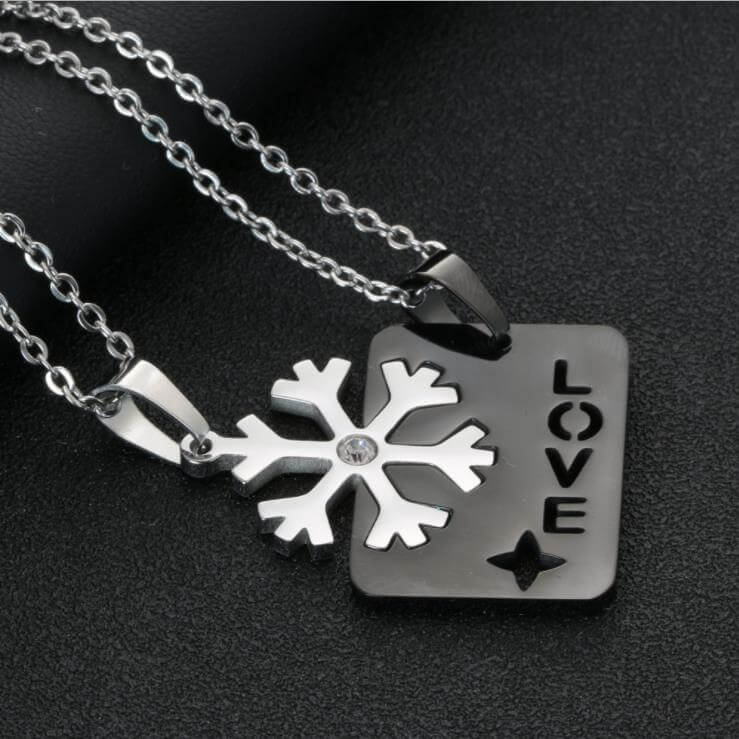 Snowflake Love Matching Necklaces