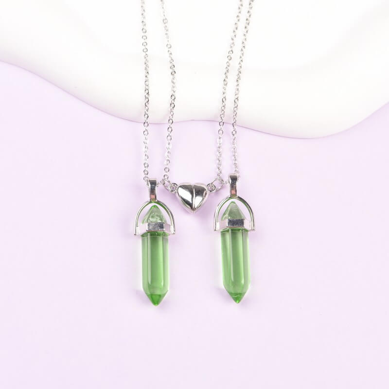 Crystal Pendant Necklaces with Magnetic Heart Clasp