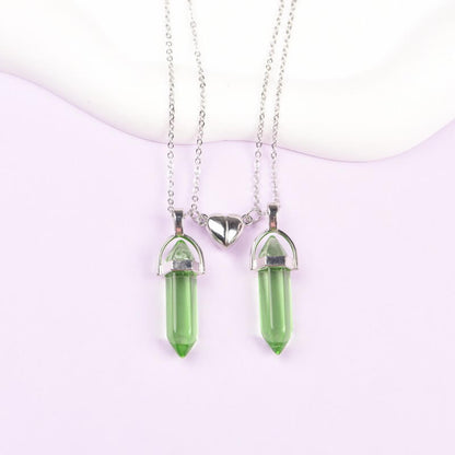 Crystal Pendant Necklaces with Magnetic Heart Clasp