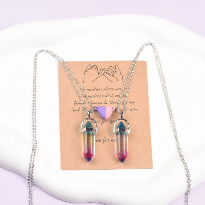 Crystal Pendant Necklaces with Magnetic Heart Clasp