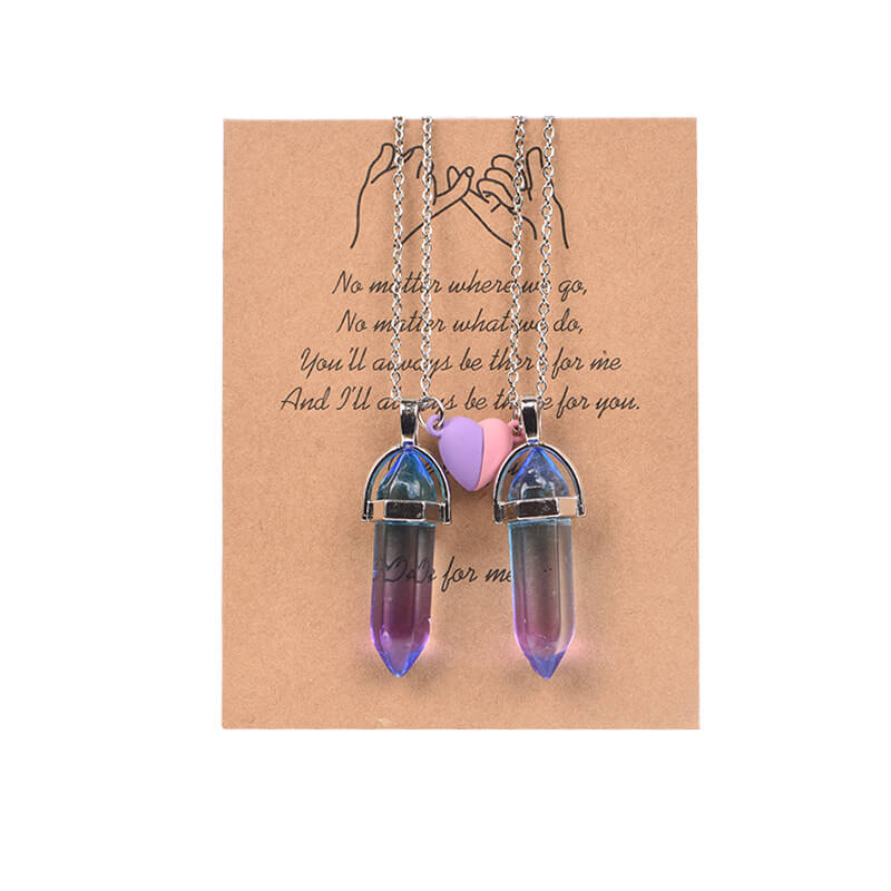 Crystal Pendant Necklaces with Magnetic Heart Clasp