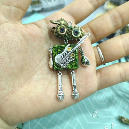 Handmade Robot Guitar Player Necklace | Artistic Pendant