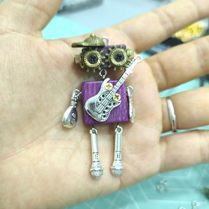 Handmade Robot Guitar Player Necklace | Artistic Pendant