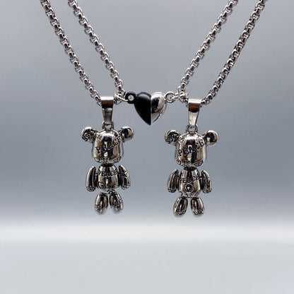 2 - Piece Cute Bear Friendship Necklaces with Magnetic Charms