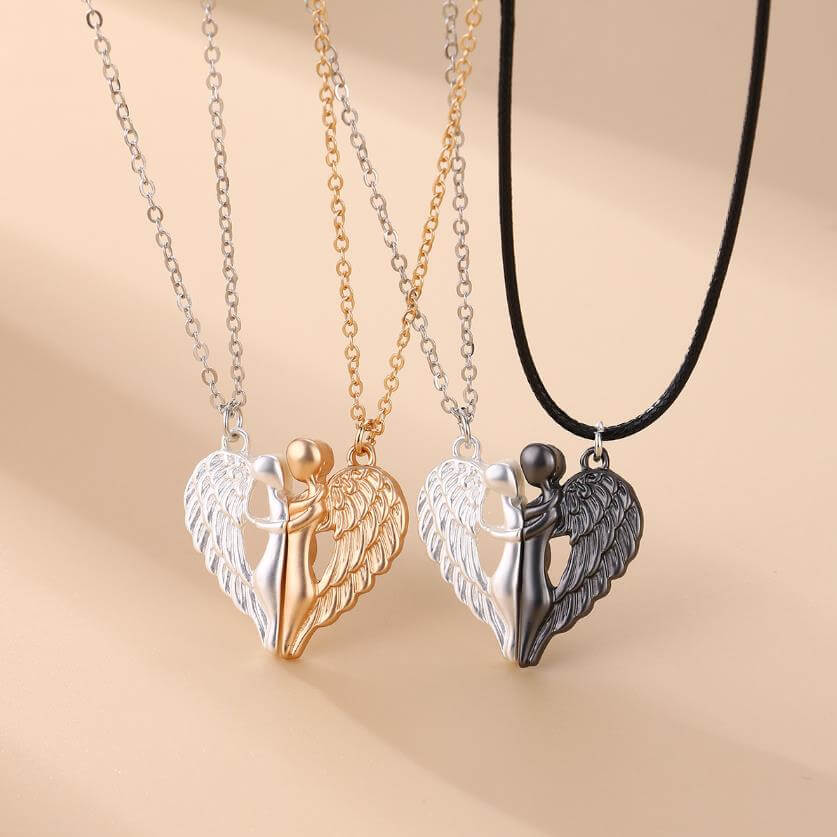Hugging Male and Female Angel Necklace