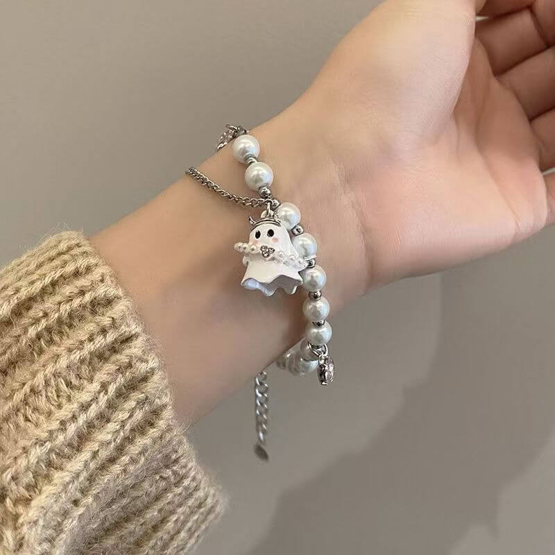 2pcs Black and White Ghost Bracelets