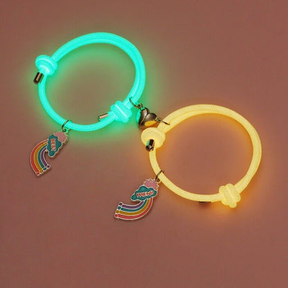 2pcs Rainbow Bridge Best Friend Luminous Magnetic Bracelets