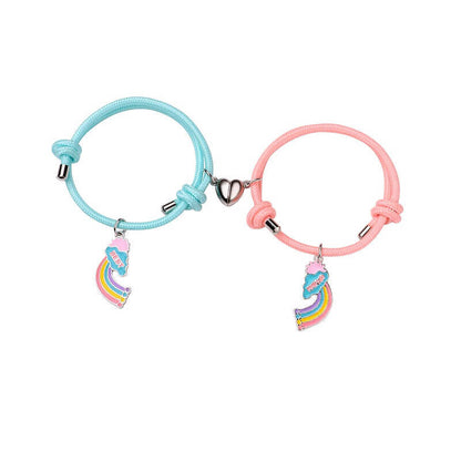 2pcs Rainbow Bridge Best Friend Luminous Magnetic Bracelets