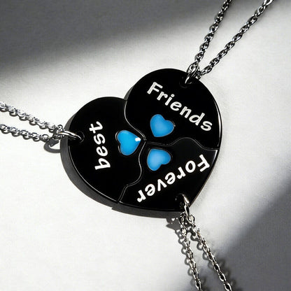 3-Piece Best Friends Forever Split Heart BFF Necklaces