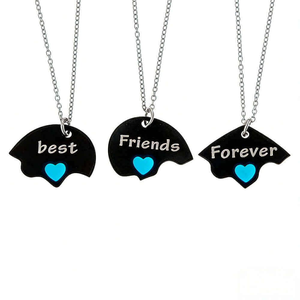 3-Piece Best Friends Forever Split Heart BFF Necklaces