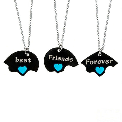 3-Piece Best Friends Forever Split Heart BFF Necklaces