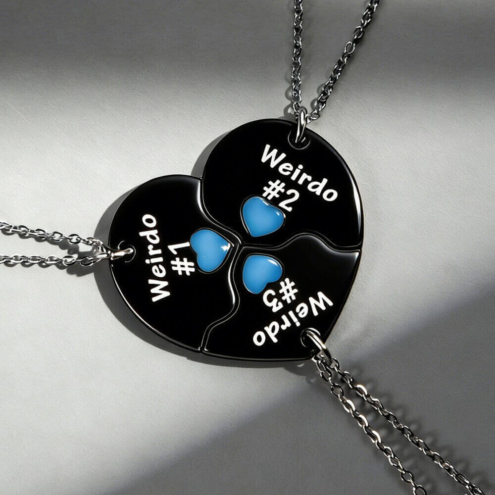 3-Piece Weirdo Crew Split Heart BFF Necklaces