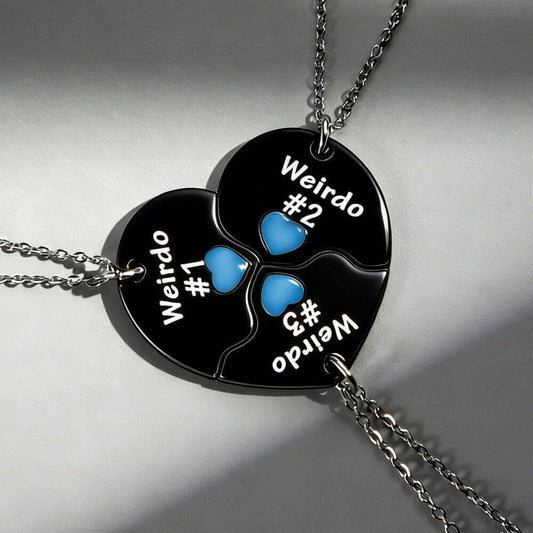 3-Piece Weirdo Crew Split Heart BFF Necklaces