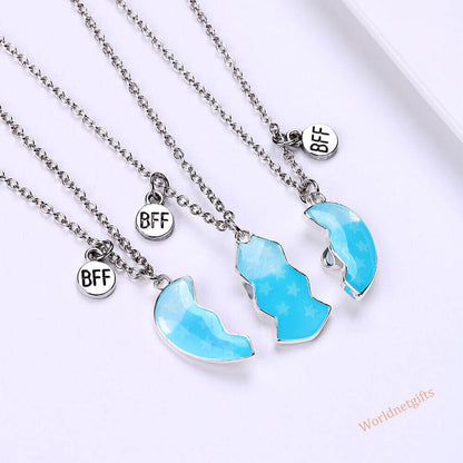3-person Friendship Family Necklace with Glowing Star