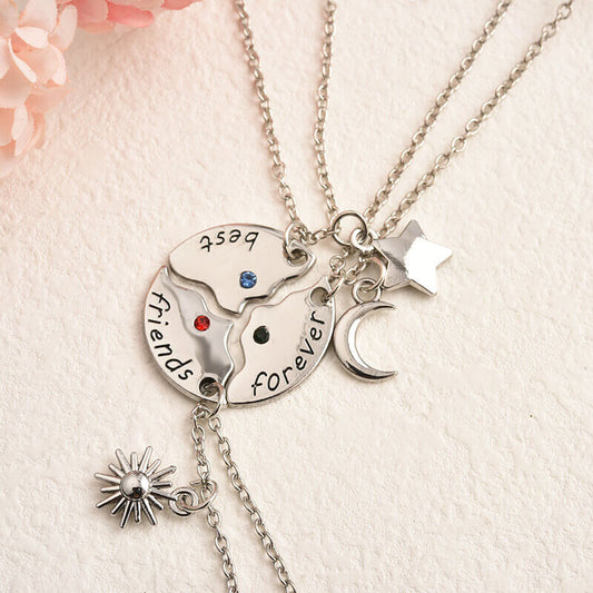 3 Best Friends Forever Necklace Sun Moon Stars