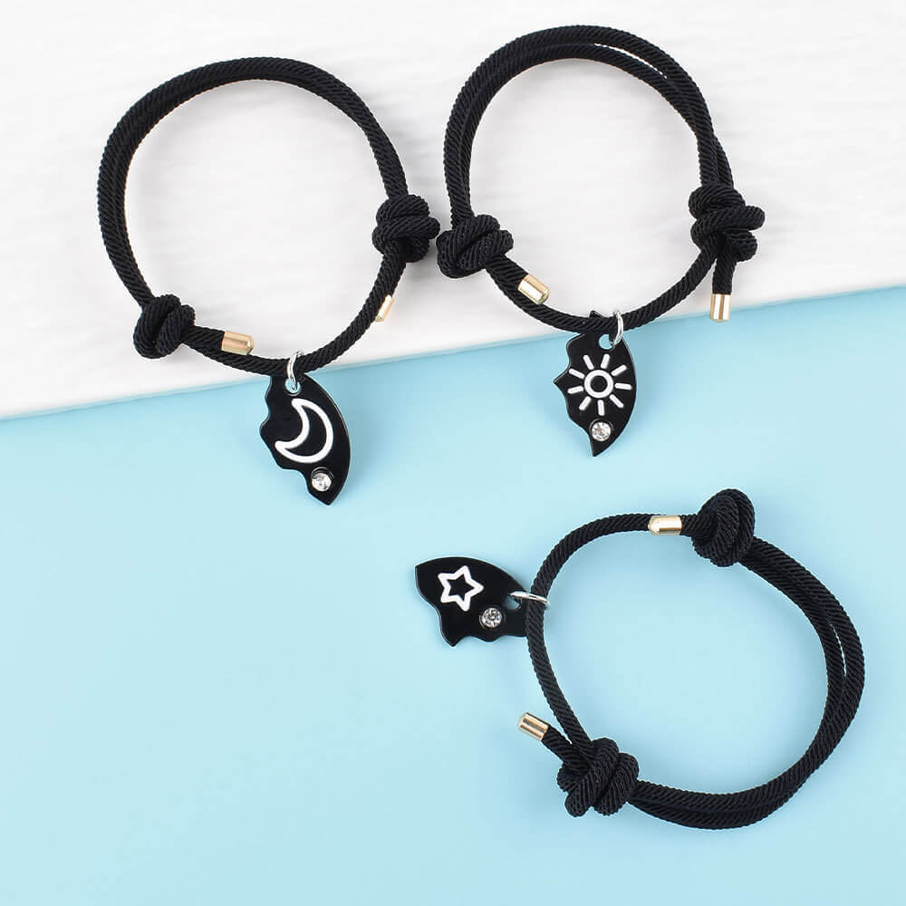 3pcs Sun Moon Star Pizza BFF Bracelets for Besties | Matching Set