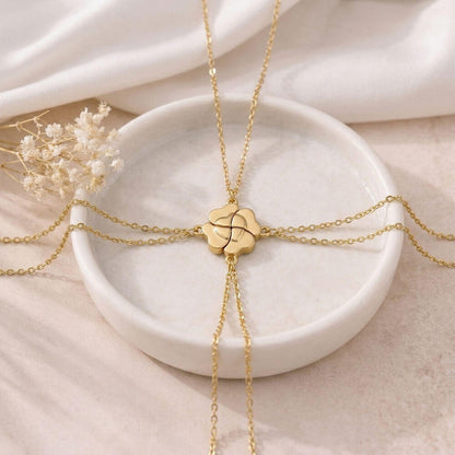 Four-way magnetic matching bracelets set in gold, perfect for a group of 4 best friends or sisters.