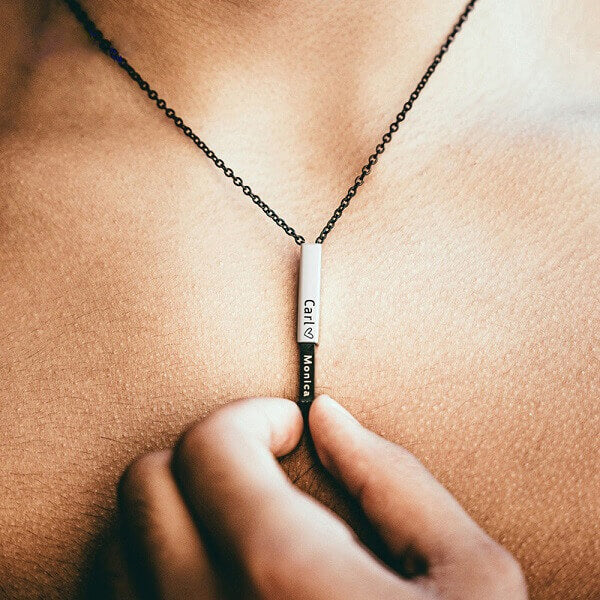 Adjustable 3D Pendant Necklace - Dual Engravings, Pull-to-Reveal