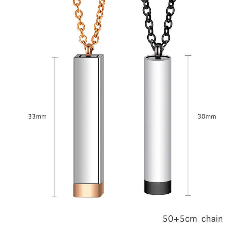 Adjustable 3D Pendant Necklace - Dual Engravings, Pull-to-Reveal
