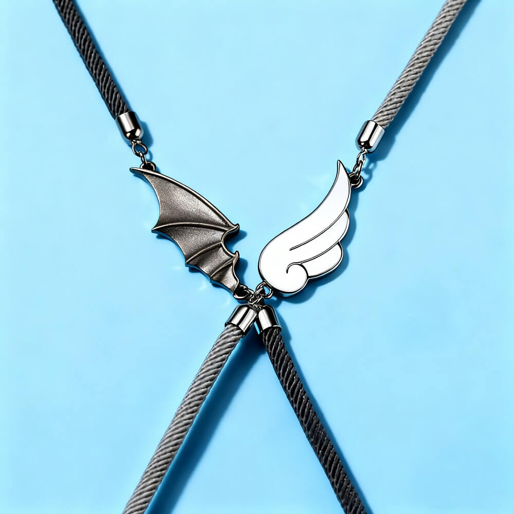 Angel & Demon Wing Couple Bracelets - Romantic Contrast Pair for Lovers