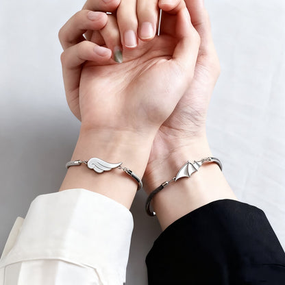 Angel & Demon Wing Couple Bracelets - Romantic Contrast Pair for Lovers