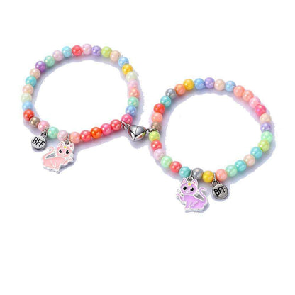 BFF Cat Magnetic Rainbow Bead Bracelet Set