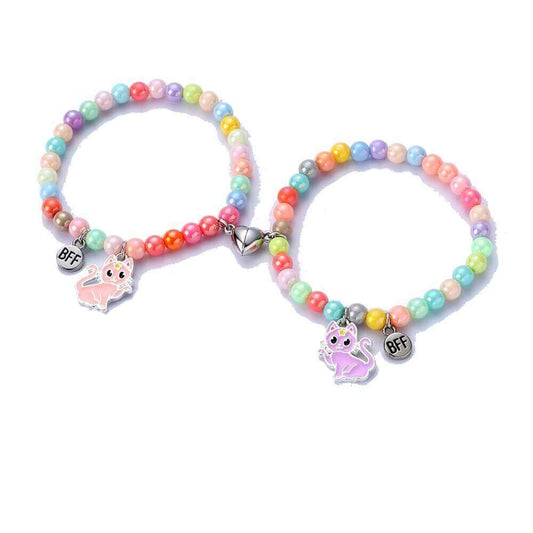 BFF Cat Magnetic Rainbow Bead Bracelet Set