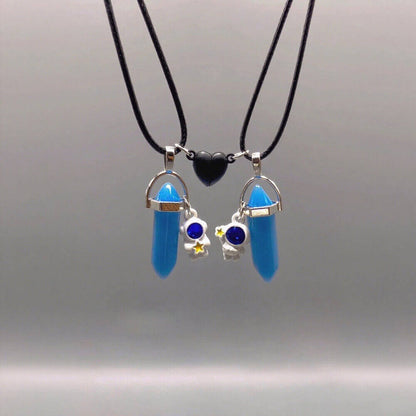 BFF Glow-in-the-Dark Hexagonal Necklaces Magnetic Two-Piece Set