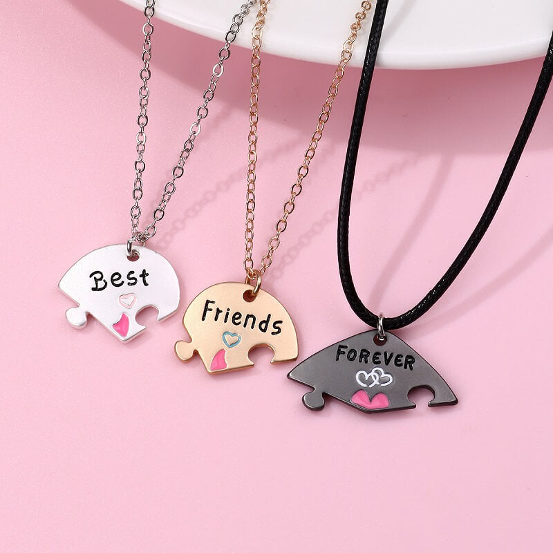 Best Friends Forever Friendship Necklace for 3 People