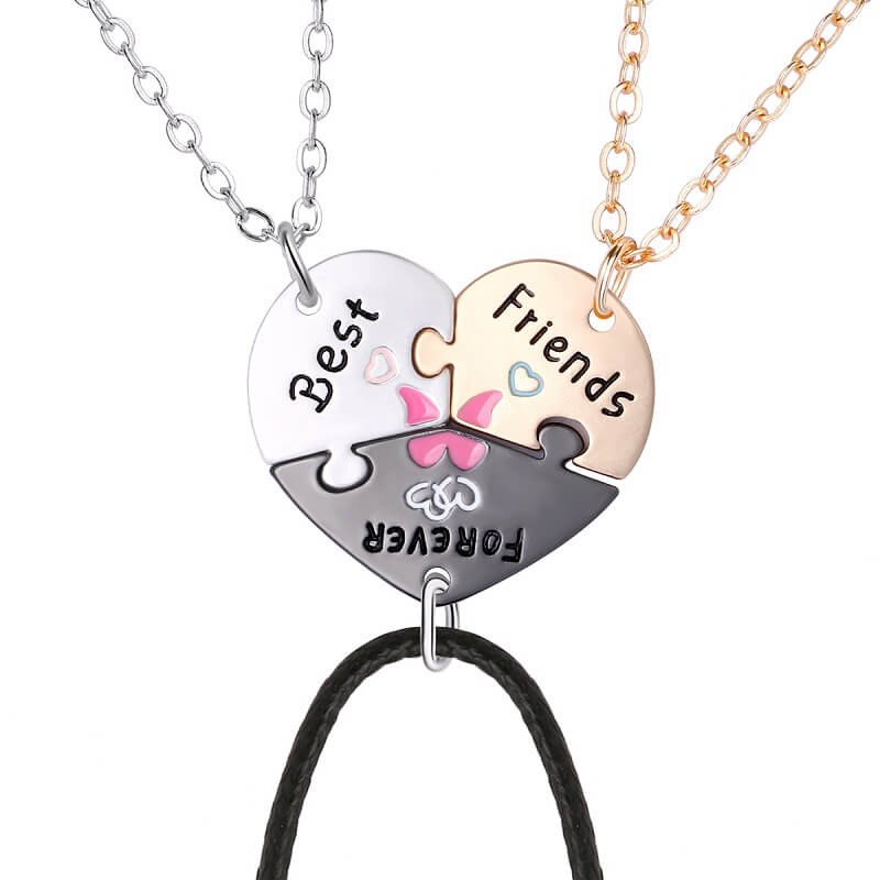 Best Friends Forever Friendship Necklace for 3 People