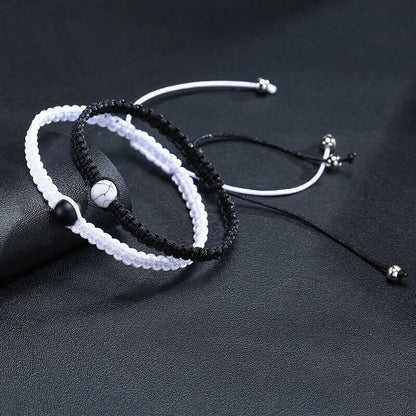 Black and White Woven Bracelet (two pieces)