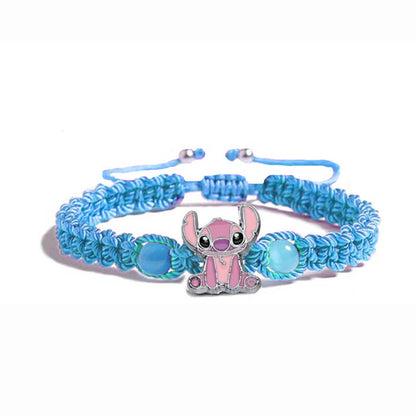 Braided Stitch Charm Bracelet - Pink