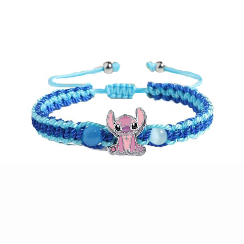 Braided Stitch Charm Bracelet - Pink