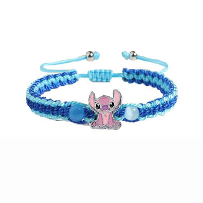 Braided Stitch Charm Bracelet - Pink