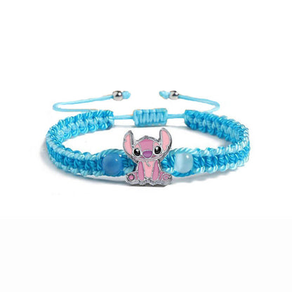 Braided Stitch Charm Bracelet - Pink