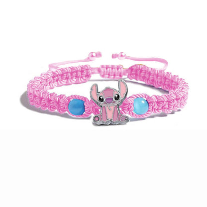 Braided Stitch Charm Bracelet - Pink