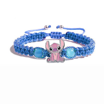 Braided Stitch Charm Bracelet - Pink