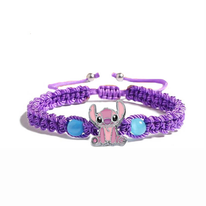 Braided Stitch Charm Bracelet - Pink