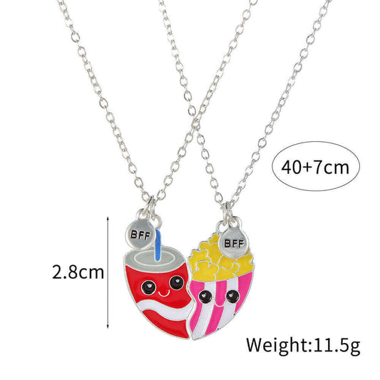 Coke & Popcorn BFF Magnetic Necklace Set for Best Friends