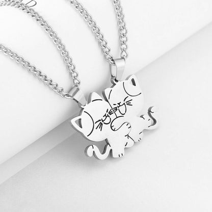 Cuddling Cat BFF Necklace Set - Hugging Pair