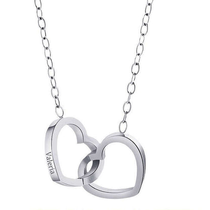 Custom Engraved Tethered Double Heart Necklace